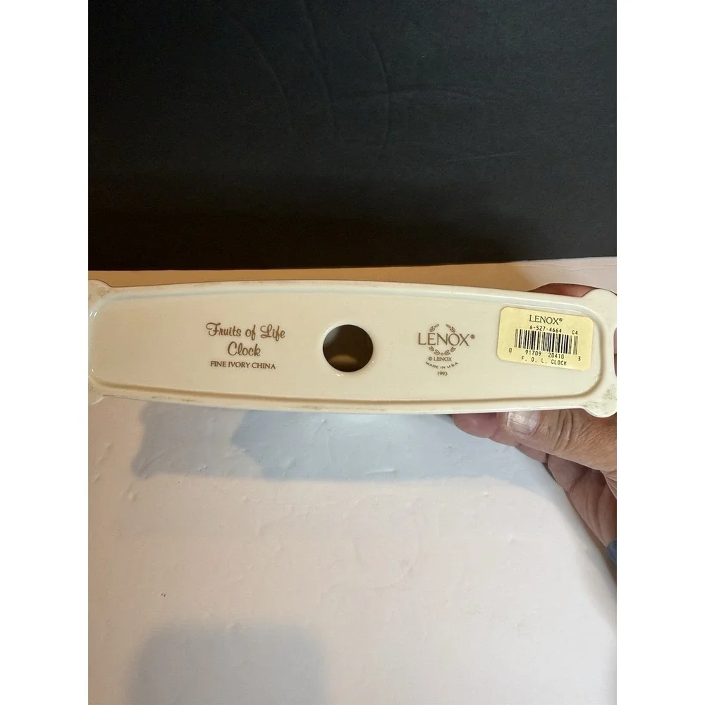 Vintage Lenox Fruits of Life Mantel Clock Fine Ivory China Quartz Gold Trim 1993